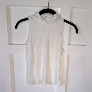 Sadie & Sage women’s XS white sleeveless ribbed blouse small turtle neck fitted